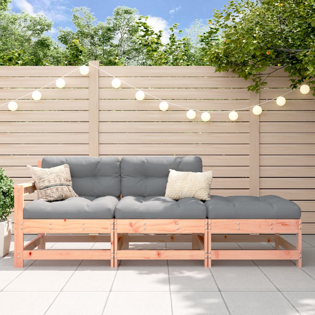 3 Piece Garden Lounge Set Solid Wood Douglas Douglas Wood 2-seater sofa with footstool