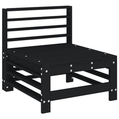 vidaXL Garden Middle Sofa Black Solid Wood Pine 2