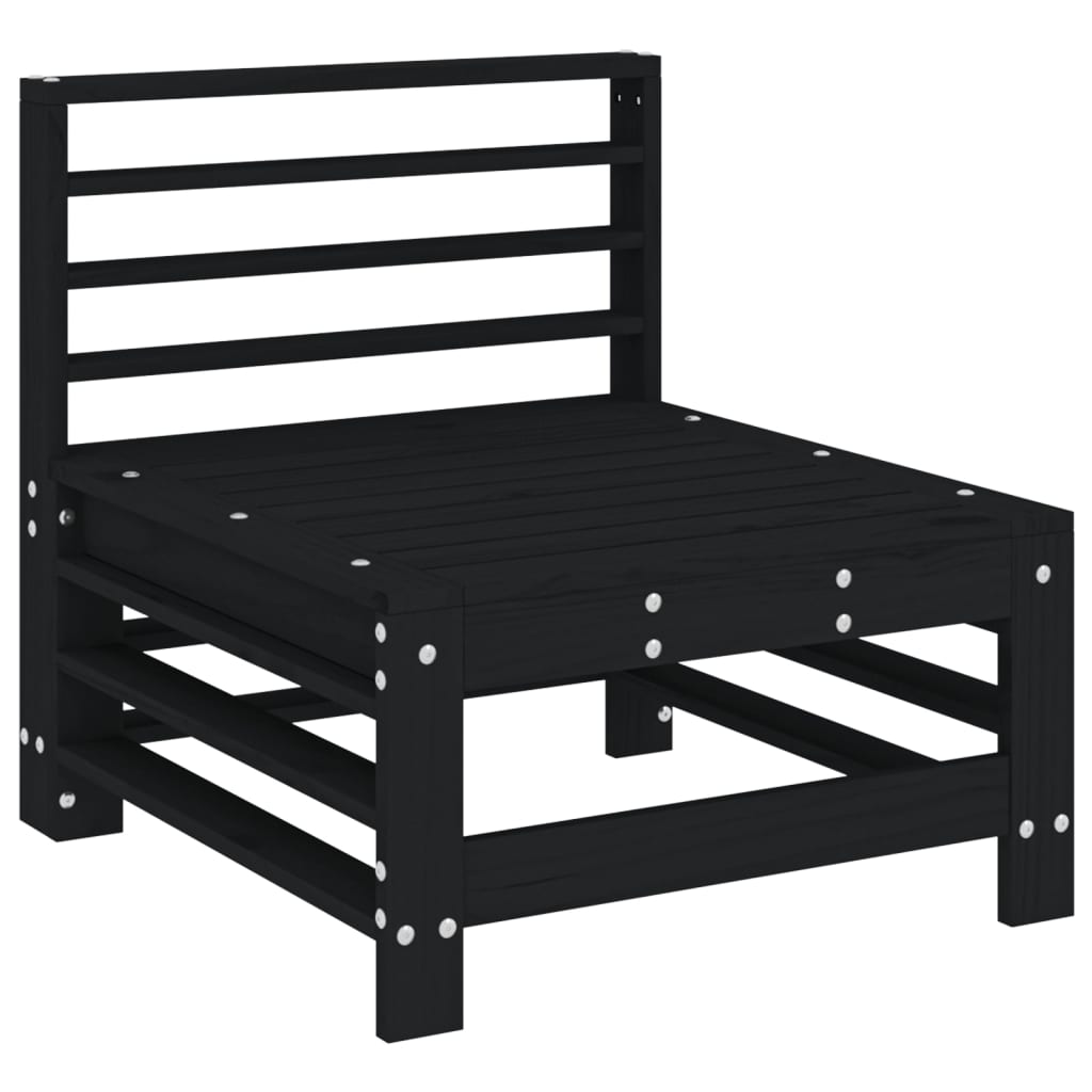 vidaXL Garden Middle Sofa Black Solid Wood Pine 2