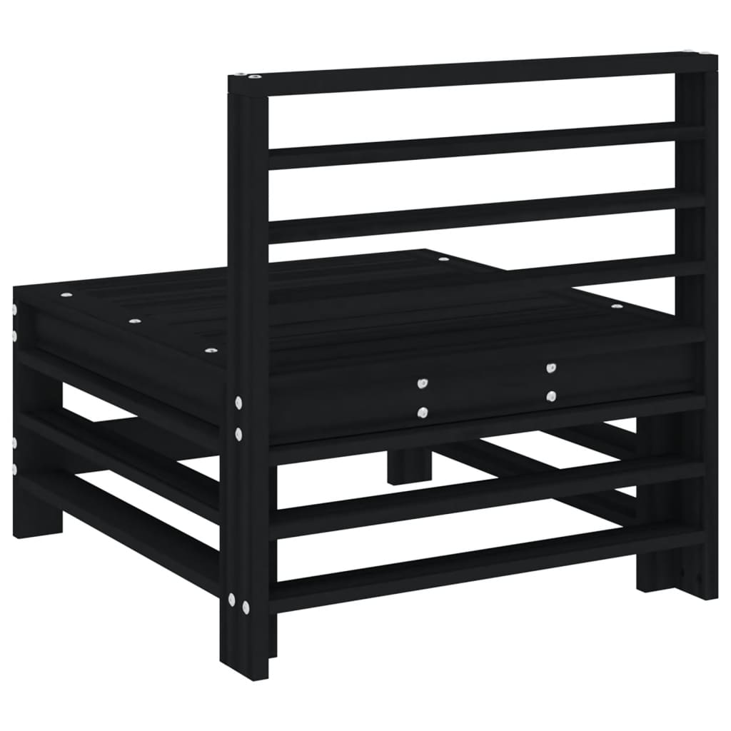 vidaXL Garden Middle Sofa Black Solid Wood Pine 4