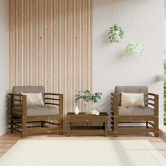 Garden Chairs 2 pcs Solid Wood Pine Armchair (2 pcs) Honey brown pine