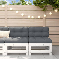Garden Middle Sofas 2 pcs Solid Wood Pine Middle Sofa (2 pcs) White pine