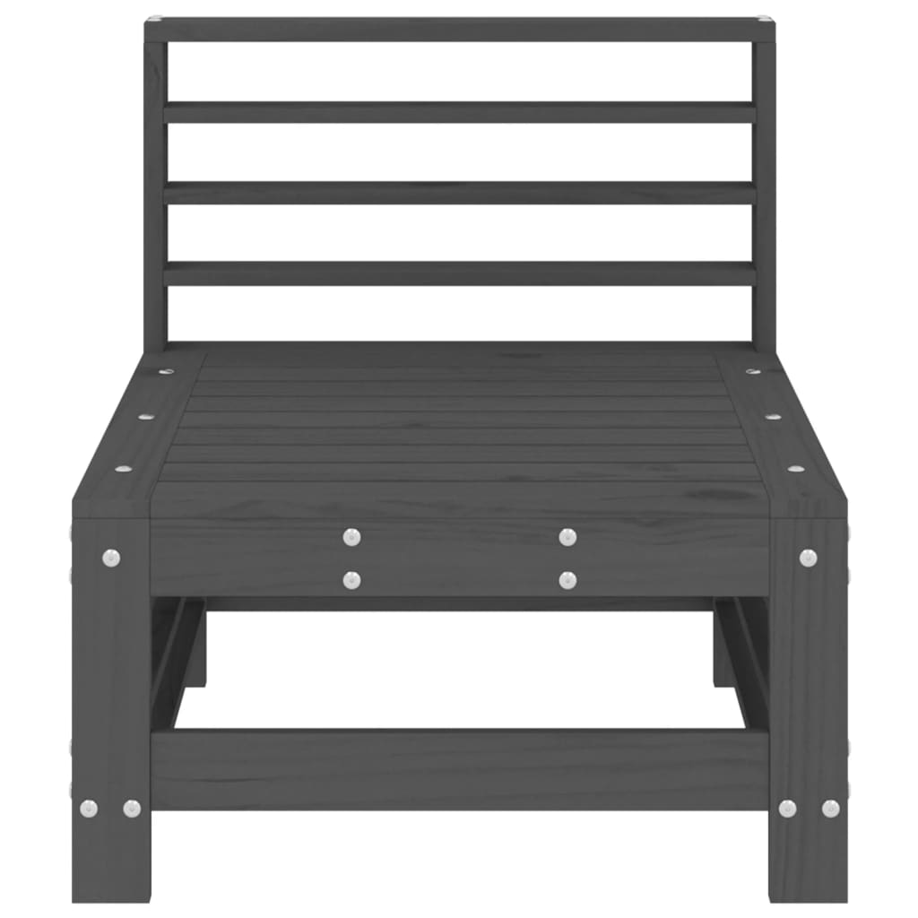 vidaXL Garden Middle Sofas 2 pcs Grey Solid Wood Pine 4