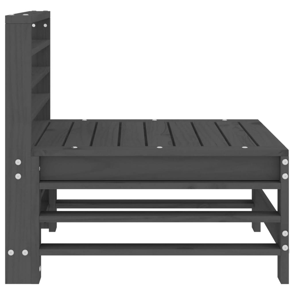 vidaXL Garden Middle Sofas 2 pcs Grey Solid Wood Pine 6