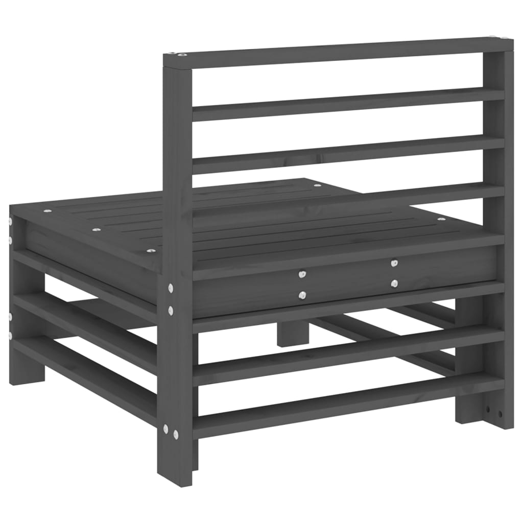 vidaXL Garden Middle Sofas 2 pcs Grey Solid Wood Pine 5