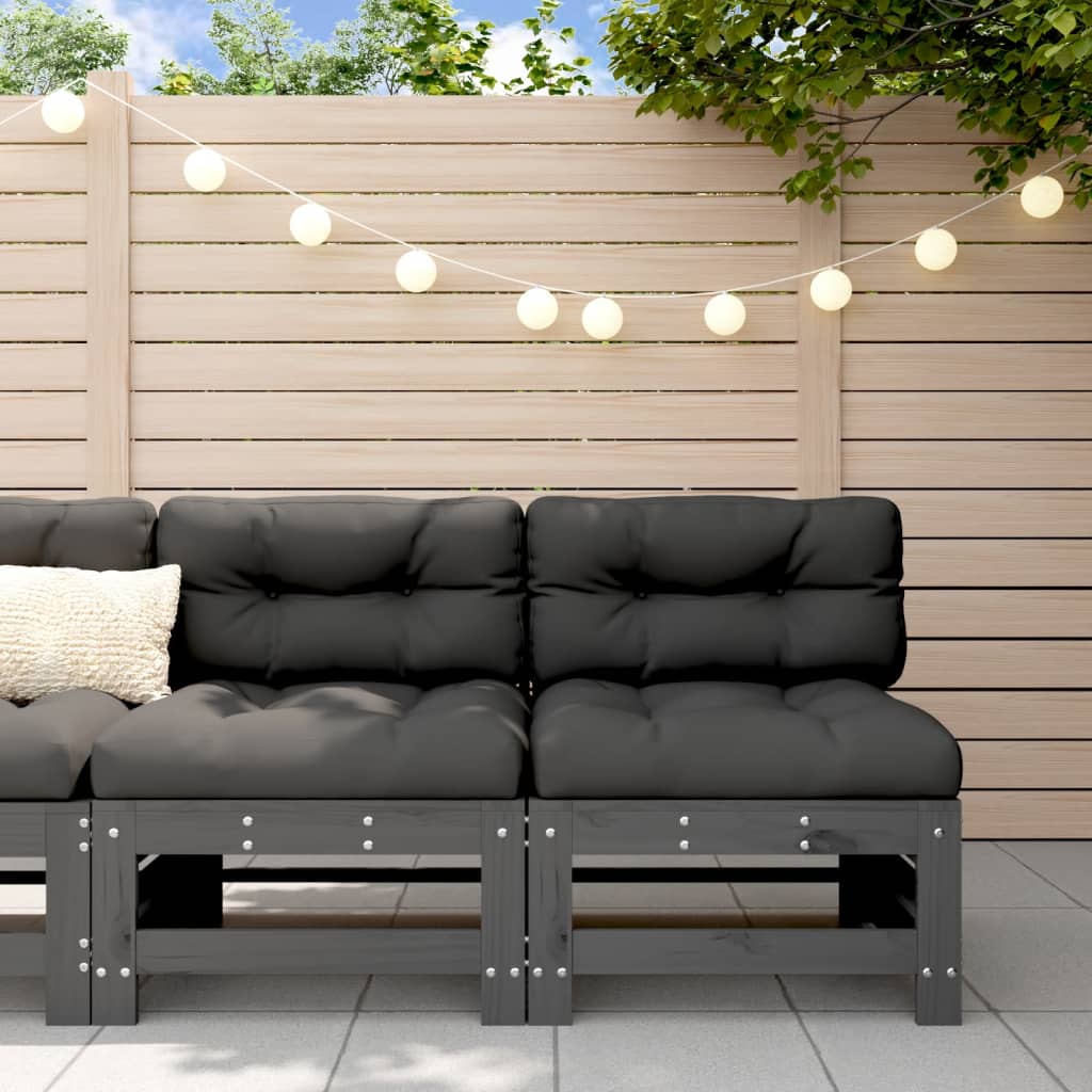 vidaXL Garden Middle Sofas 2 pcs Grey Solid Wood Pine 1