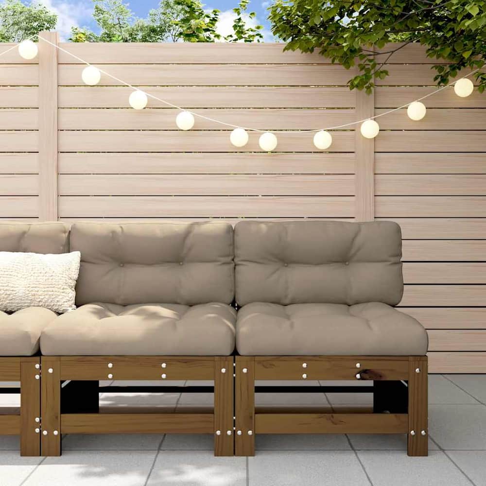 Garden Middle Sofas 2 pcs Solid Wood Pine Middle Sofa (2 pcs) Honey brown pine