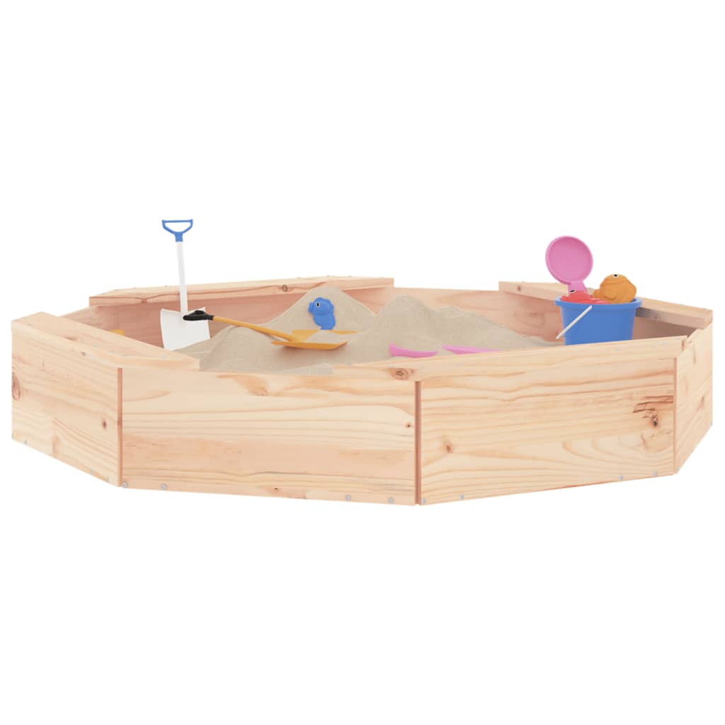 vidaXL Sandbox with Seats Octagon Solid Wood Pine 3