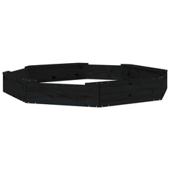 vidaXL Sandbox with Seats Black Octagon Solid Wood Pine 2