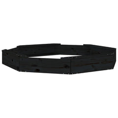 vidaXL Sandbox with Seats Black Octagon Solid Wood Pine 6