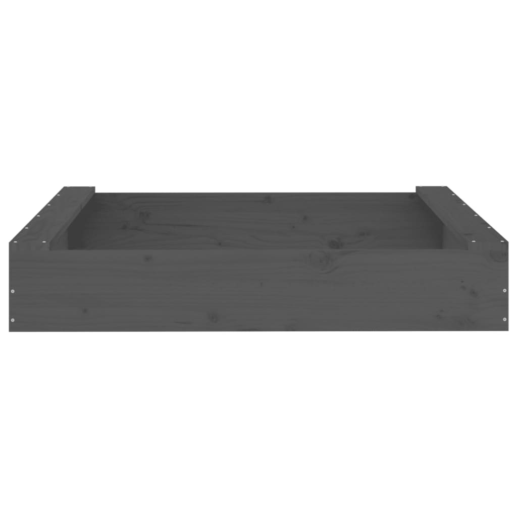 vidaXL Sandbox with Seats Grey Square Solid Wood Pine 4