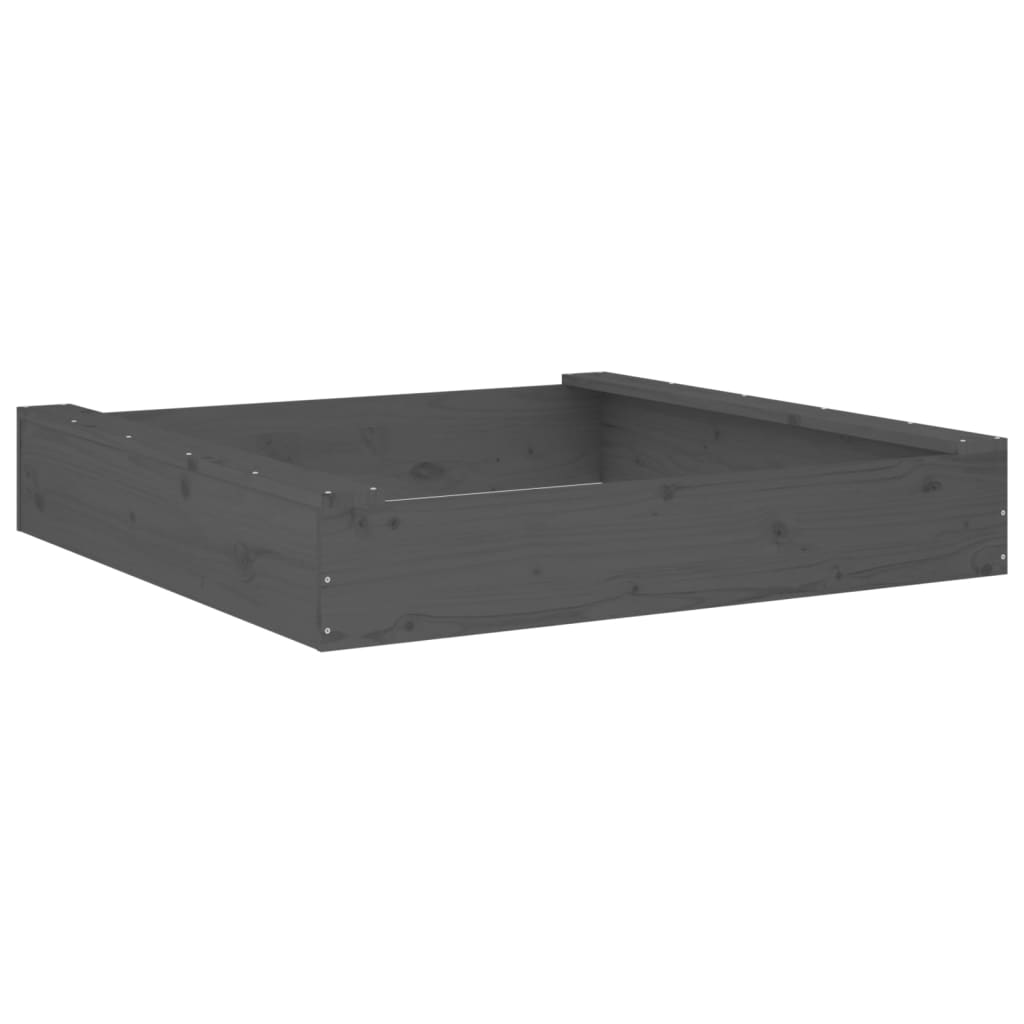 vidaXL Sandbox with Seats Grey Square Solid Wood Pine 6