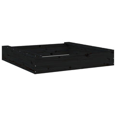 vidaXL Sandbox with Seats Black Square Solid Wood Pine 2