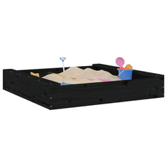vidaXL Sandbox with Seats Black Square Solid Wood Pine 3