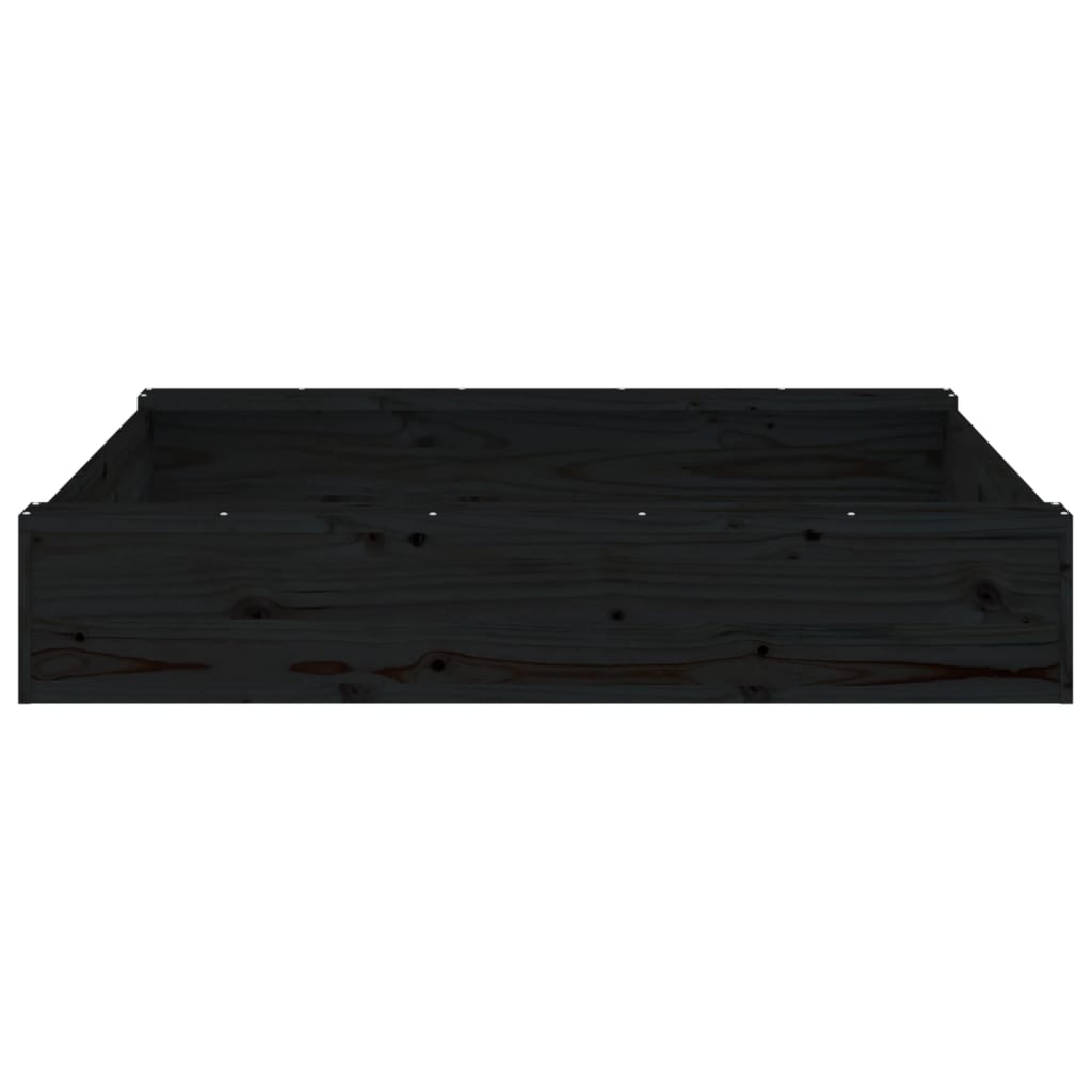 vidaXL Sandbox with Seats Black Square Solid Wood Pine 5