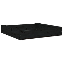 vidaXL Sandbox with Seats Black Square Solid Wood Pine 6