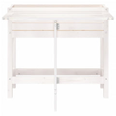 vidaXL Garden Planter with Folding Tabletop White Solid Wood Pine 4