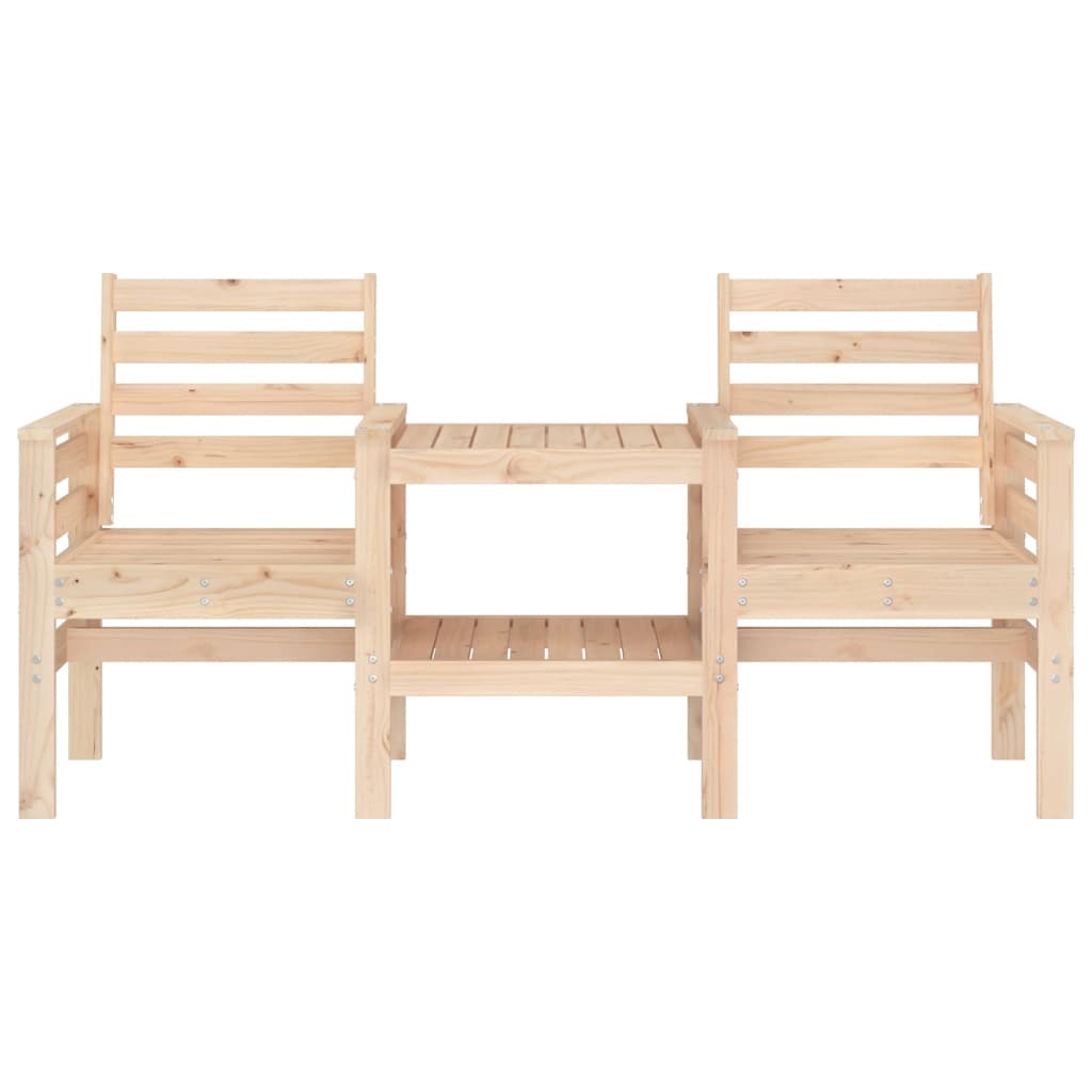 vidaXL Garden Bench with Table 2-Seater Solid Wood Pine 3