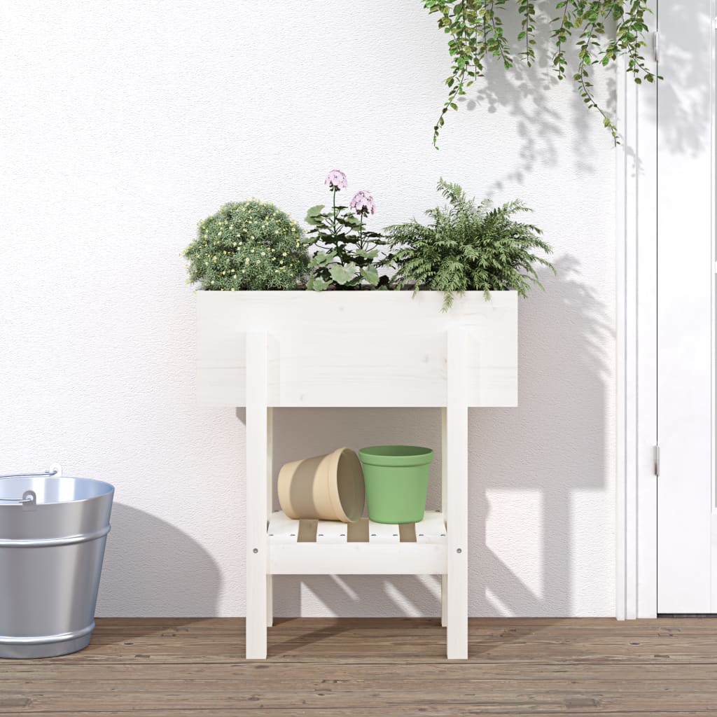 vidaXL Garden Planter White 62x30x69 cm Solid Wood Pine 1