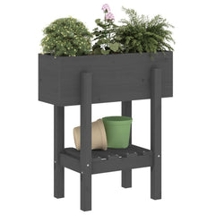 vidaXL Garden Planter Grey 62x30x69 cm Solid Wood Pine 3