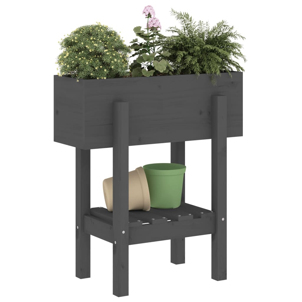 vidaXL Garden Planter Grey 62x30x69 cm Solid Wood Pine 3