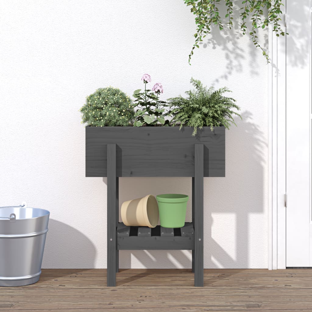 vidaXL Garden Planter Grey 62x30x69 cm Solid Wood Pine 1