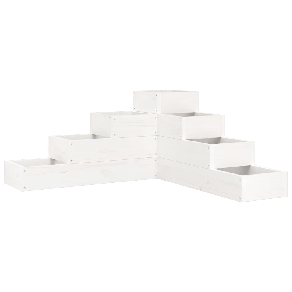 vidaXL Garden Planter 4-Tier 80.5x79x36 cm White Solid Wood Pine 2