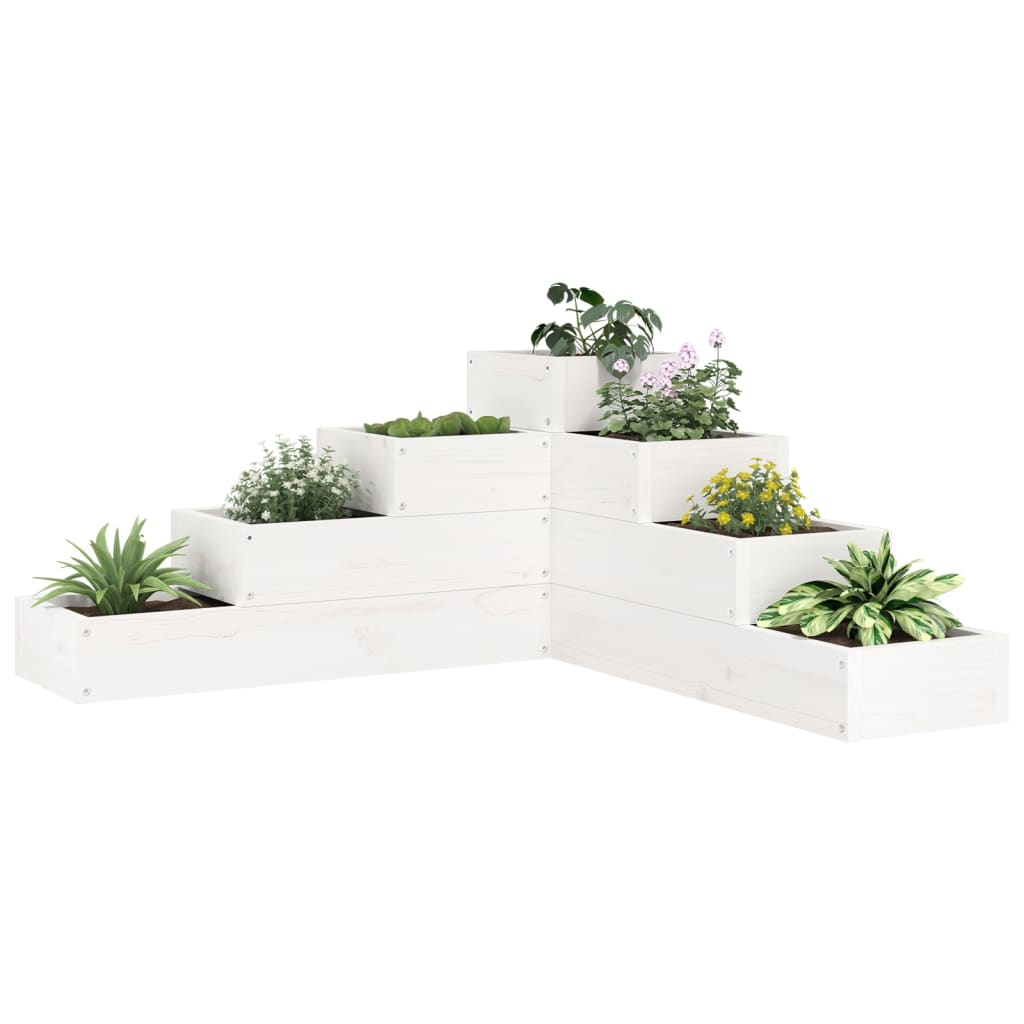 vidaXL Garden Planter 4-Tier 80.5x79x36 cm White Solid Wood Pine 1