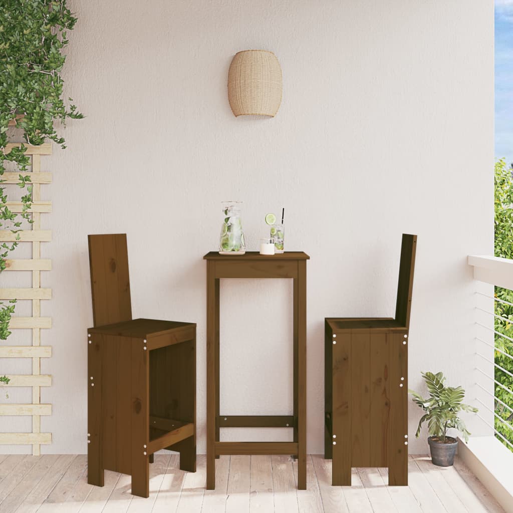 Bar Stools 2 pcs Solid Wood Pine Honey brown pine 120 cm 42 cm