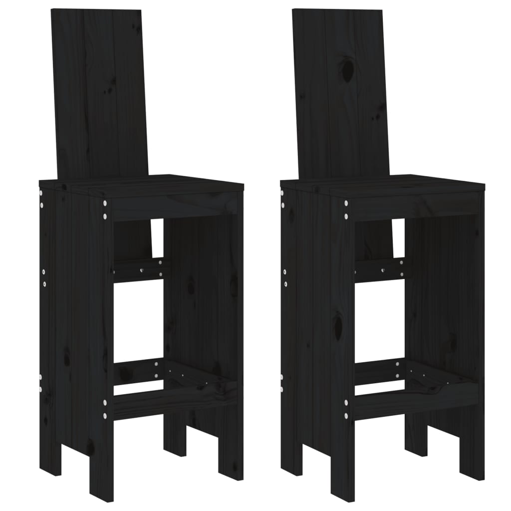 vidaXL Bar Stools 2 pcs Black 40x42x120 cm Solid Wood Pine 2
