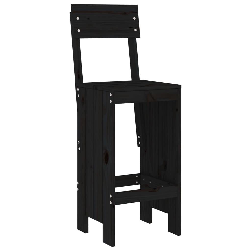 vidaXL Bar Stools 2 pcs Black 40x48.5x115.5 cm Solid Wood Pine 3