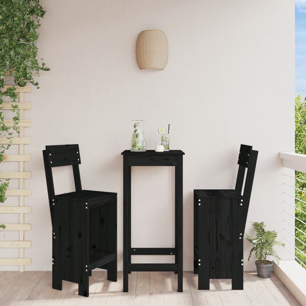 Bar Stools 2 pcs Solid Wood Pine Black pine 115.5 cm 48.5 cm