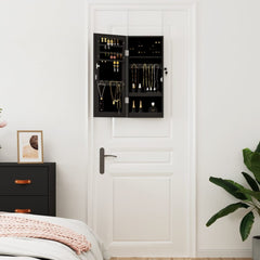 vidaXL Mirror Jewellery Cabinet Wall Mounted Black 30x8.5x67 cm 3