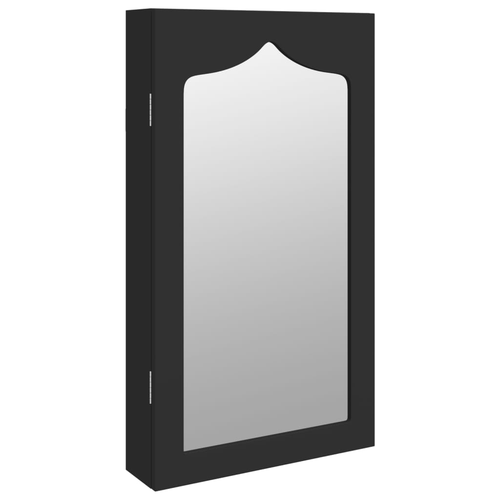 vidaXL Mirror Jewellery Cabinet Wall Mounted Black 37.5x10x67 cm 2