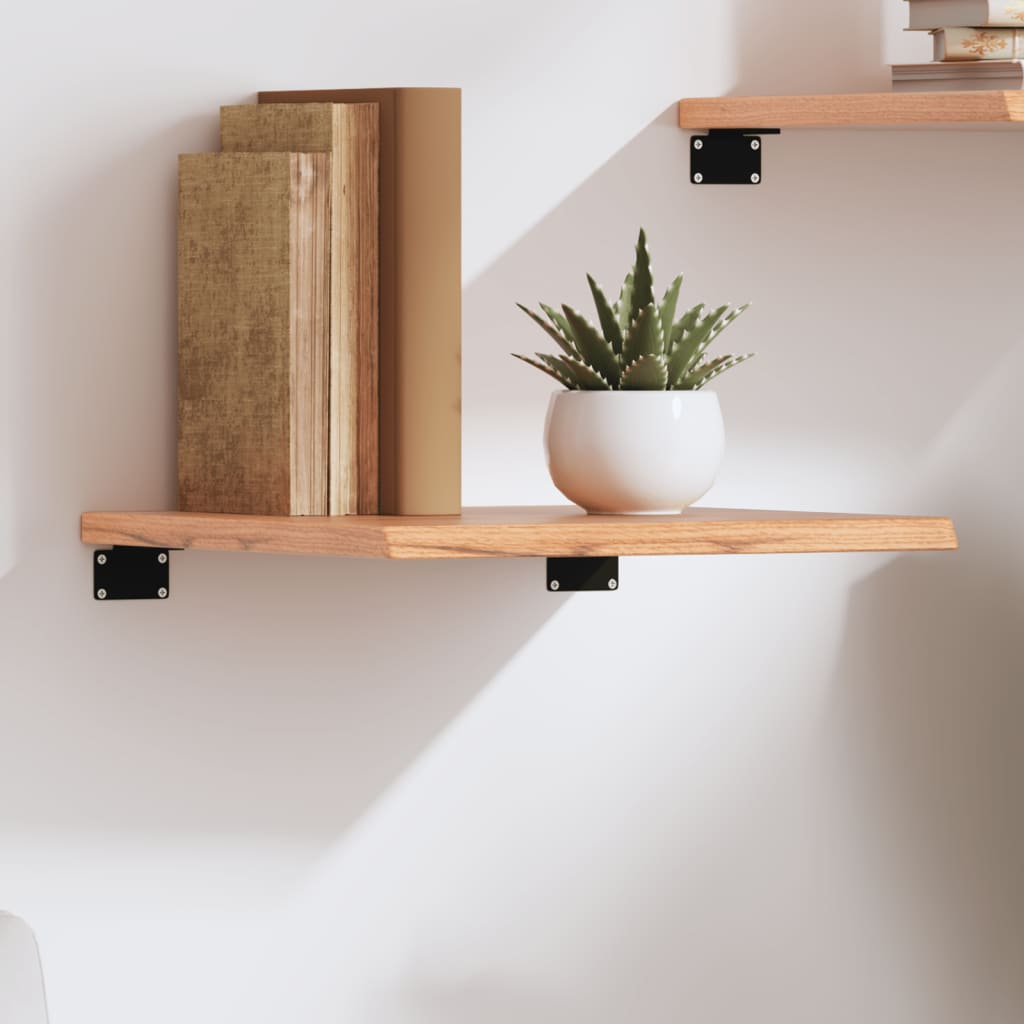 Wall Shelf Treated Solid Wood Oak Light brown Height 2 cm Width 40 cm 40 cm
