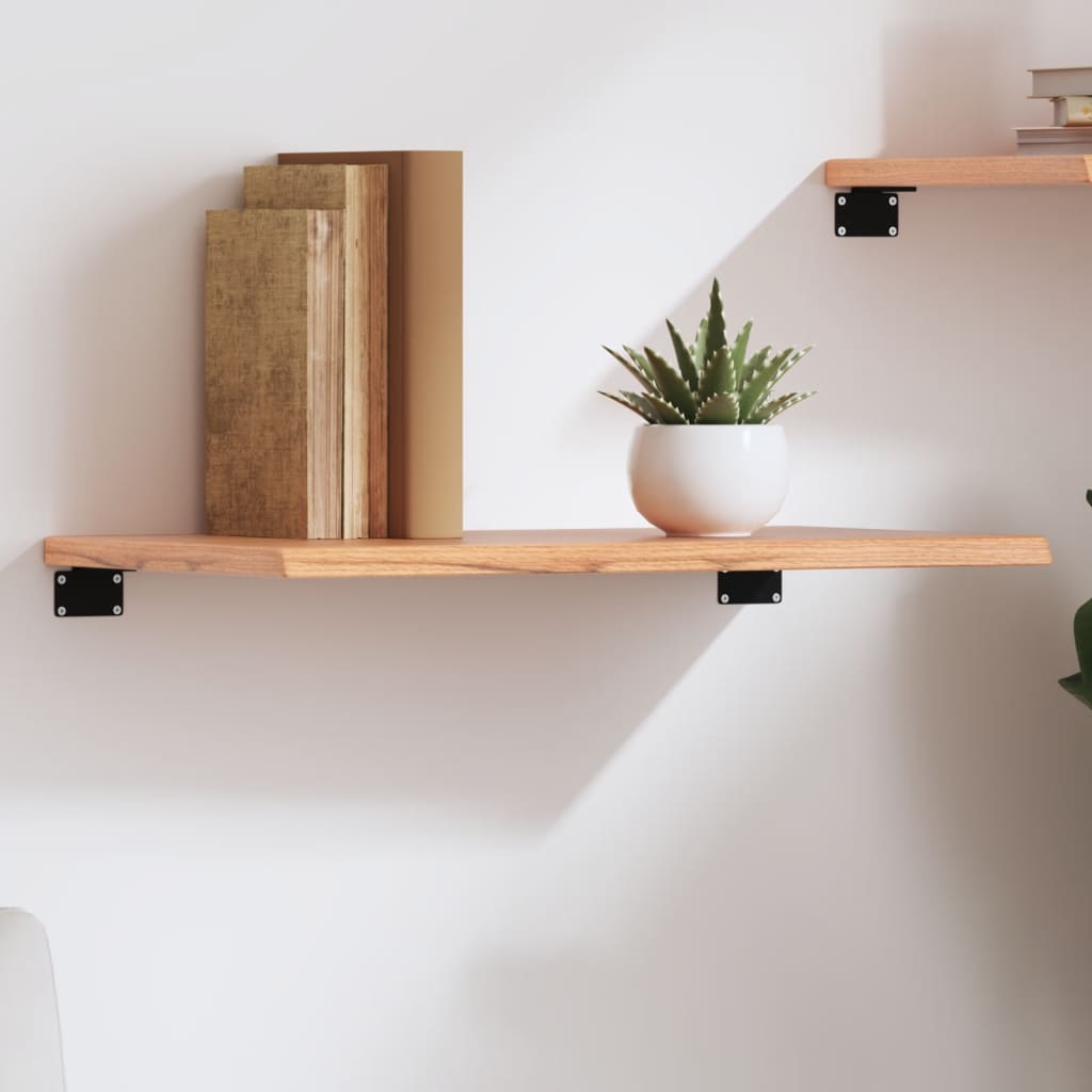 Wall Shelf Treated Solid Wood Oak Light Brown Height 2 cm Width 60 cm 40 cm