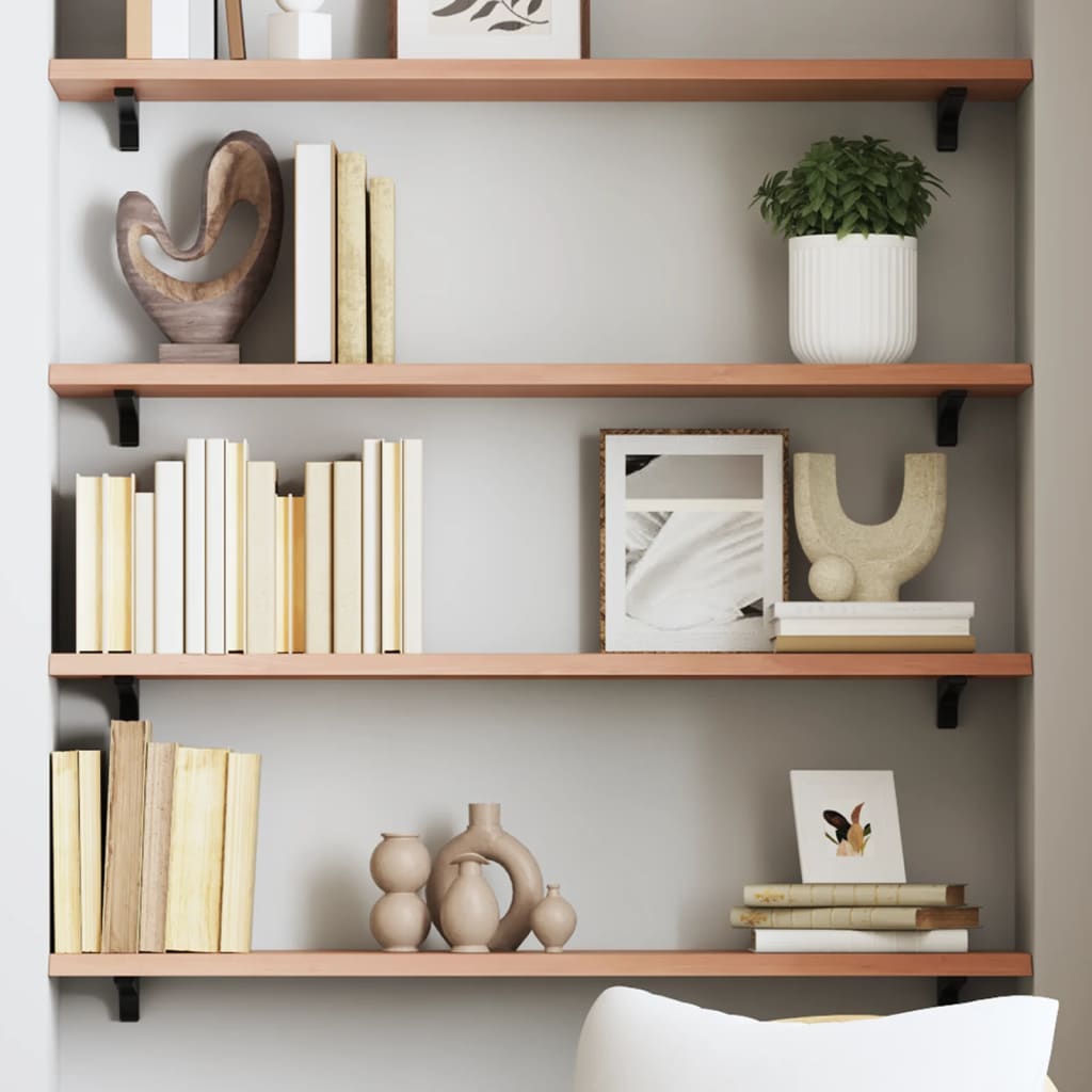 vidaXL Wall Shelf Light Brown 80x20x2 cm Treated Solid Wood Oak 1