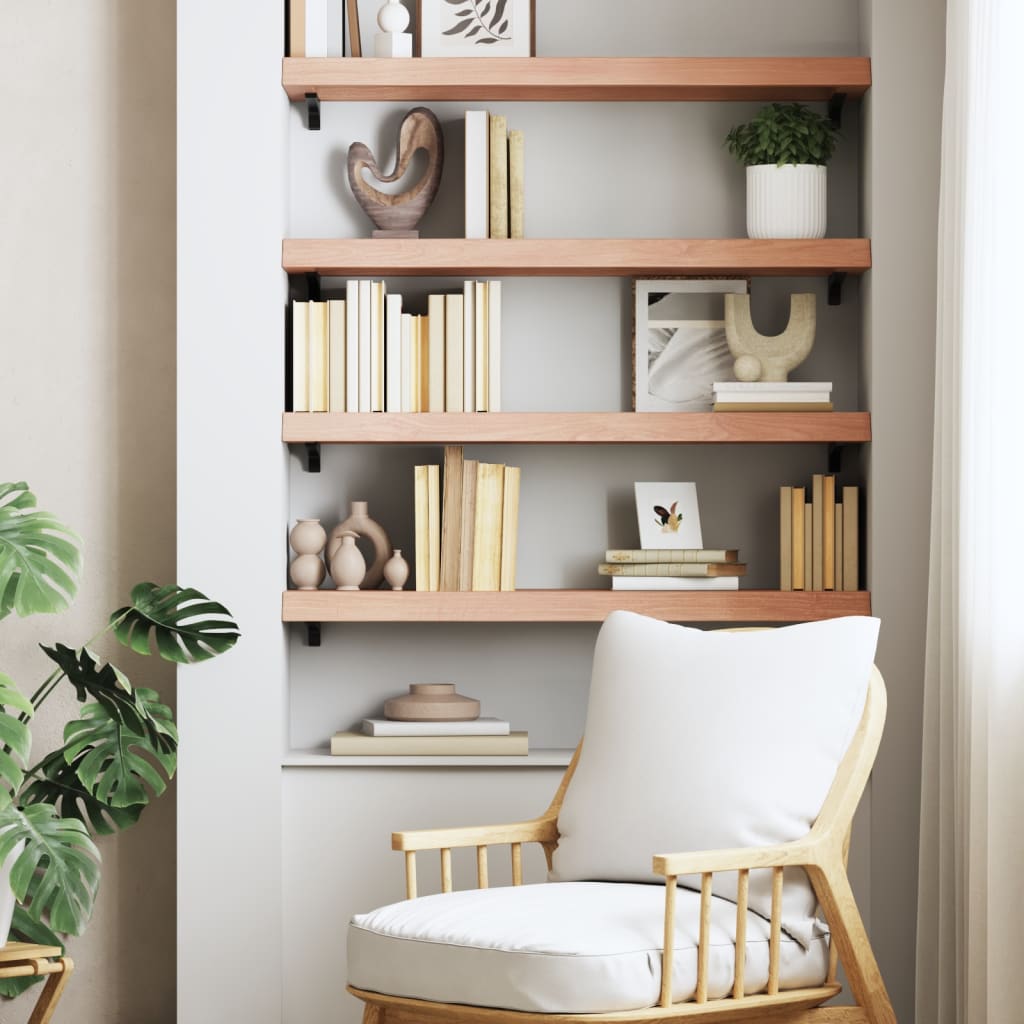 vidaXL Wall Shelf Light Brown 80x30x(2-6) cm Treated Solid Wood Oak 3