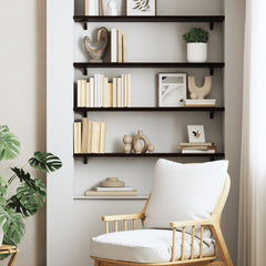 vidaXL Wall Shelf Dark Brown 80x20x2 cm Treated Solid Wood Oak 3