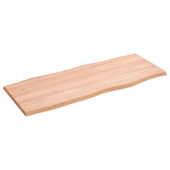 vidaXL Table Top Light Brown 100x40x2 cm Treated Solid Wood Oak Live Edge 4