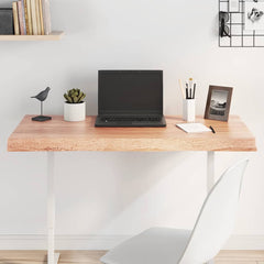Table Top Solid Wood Oak Live Edge Light Brown Depth 50 cm 100 cm 6 cm