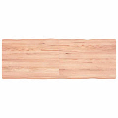 Table Top Solid Wood Oak Live Edge Light Brown Depth 50 cm 140 cm 6 cm