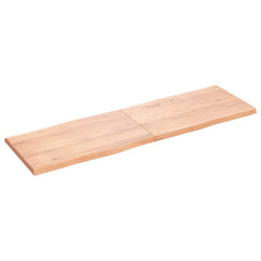Table Top Solid Wood Oak Live Edge Light Brown Depth 50 cm 160 cm 4 cm