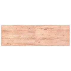 Table Top Solid Wood Oak Live Edge Light Brown Depth 50 cm 160 cm 4 cm