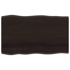 vidaXL Table Top Dark Brown 100x60x2 cm Treated Solid Wood Oak Live Edge 2