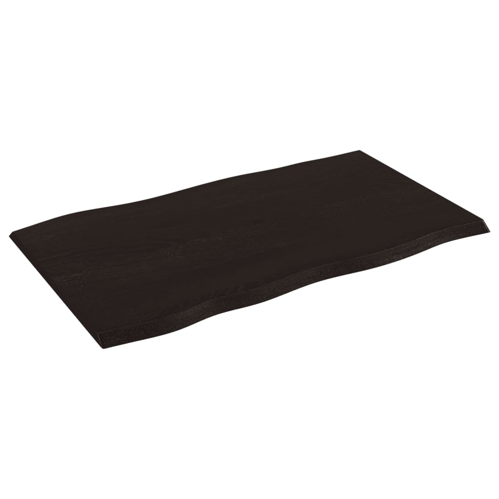 vidaXL Table Top Dark Brown 100x60x2 cm Treated Solid Wood Oak Live Edge 4