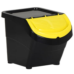 vidaXL Stackable Waste Bins with Lids 3 pcs Black PP 78 L 2