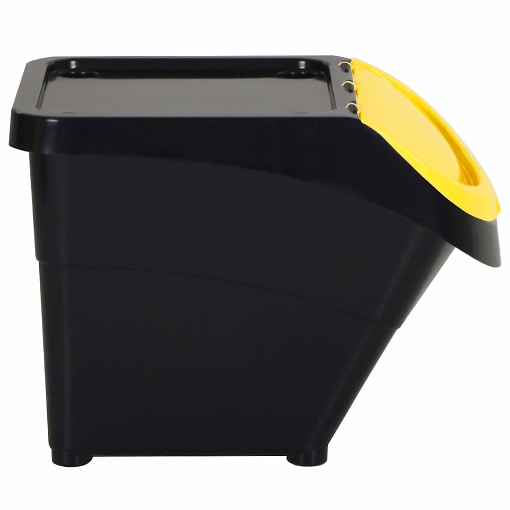 vidaXL Stackable Waste Bins with Lids 3 pcs Black PP 78 L 4