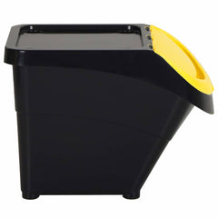 vidaXL Stackable Waste Bins with Lids 3 pcs Black PP 78 L 4