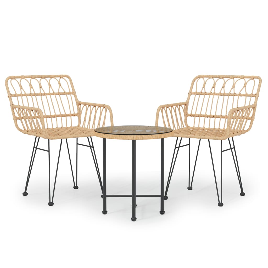 vidaXL 3 Piece Garden Dining Set Poly Rattan 2